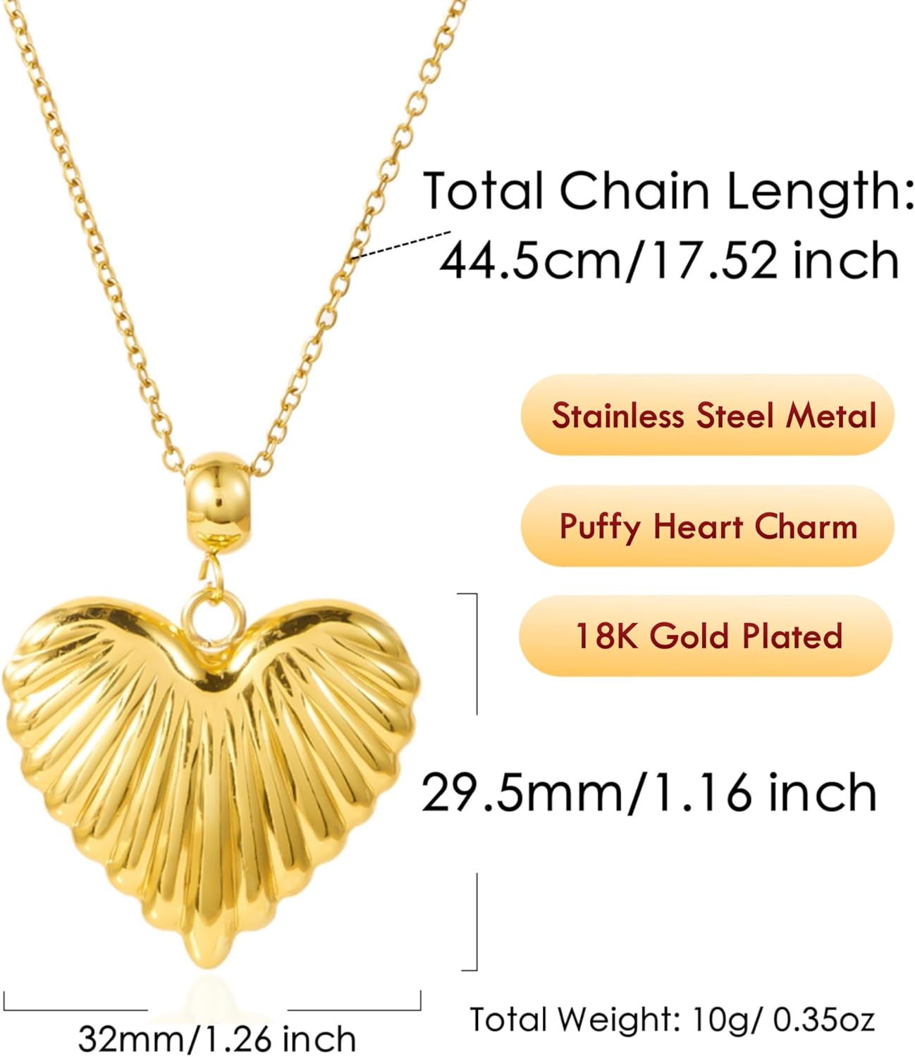 Gold Heart Charm Necklace for Women, Trendy Dainty Chunky Mom 1111 Heart Toggle Statement Thick Paperclip Chain Choker Necklaces Mothers Birthday Jewelry Gift - Image 4
