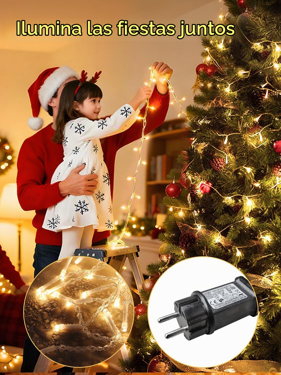 100M Luces Navidad Exterior, 1000 LED Luces Árbol Navidad Blanco Cálido | Temporizador, 8 Modos, IP65, Luz Arbol Navidad Exteriores y Interior, para Fiesta Jardín Balcón