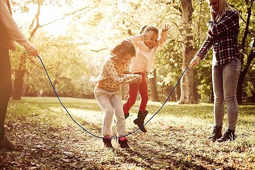 Miniatura 5 de Cuerda de saltar de 16 pies de largo para niños, cuerda de saltar holandesa doble ajustable con mango de madera, cuerda de salto de equipo