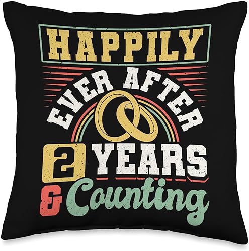 Miniatura 4 de 2nd Wedding Anniversary Happily Ever After 2 Years and Throw Pillow, 18x18, Multicolor