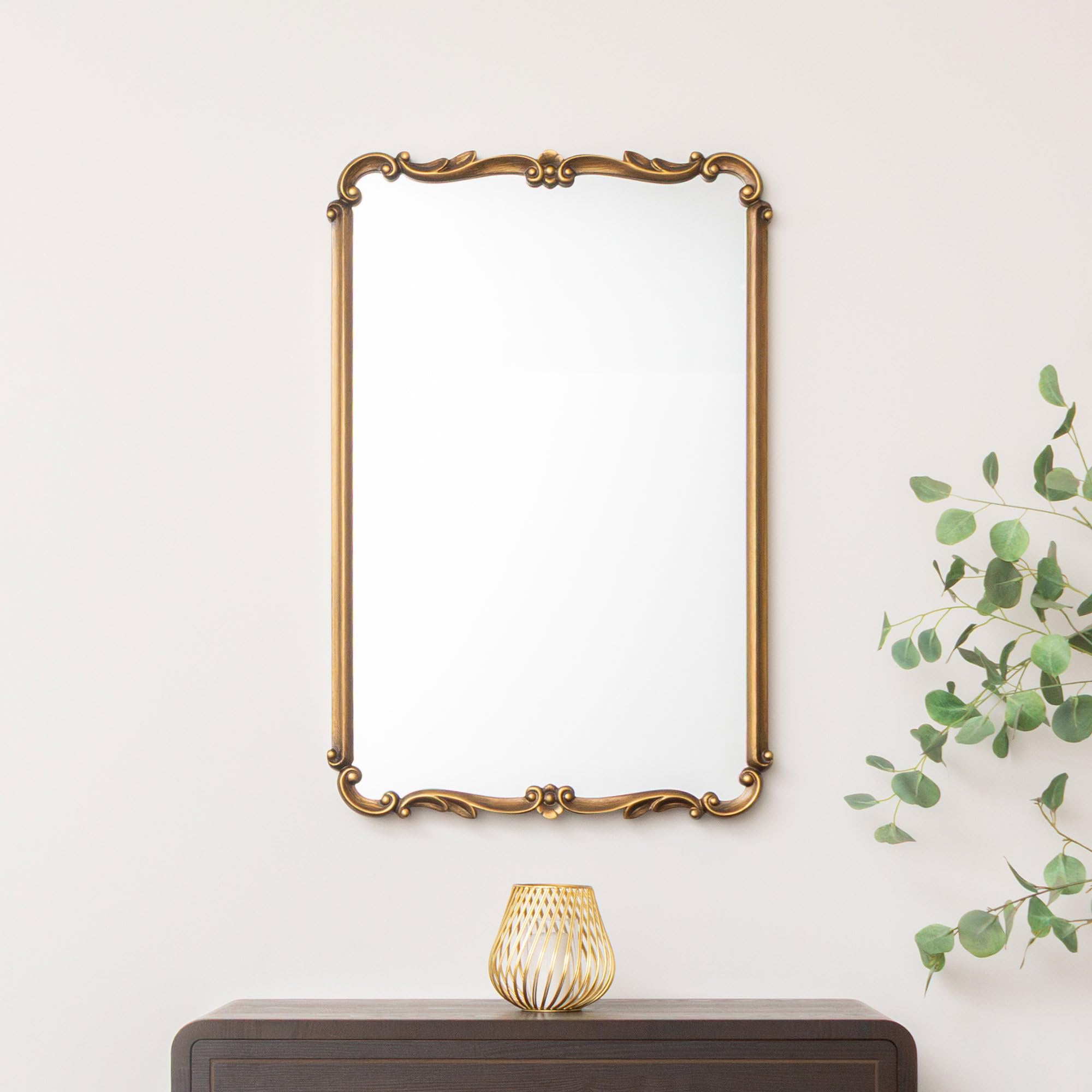 Melody Maison Antique Gold Ornate Framed Wall Decorative Mirror - 90cm x 60cm