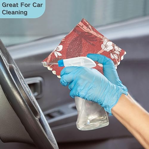 Miniatura 7 de Birds Blooming Floral Red Soft Print Towels for Drying Dishes Quick Dry Set of 6 Dish Tea Towels for Bathroom Table