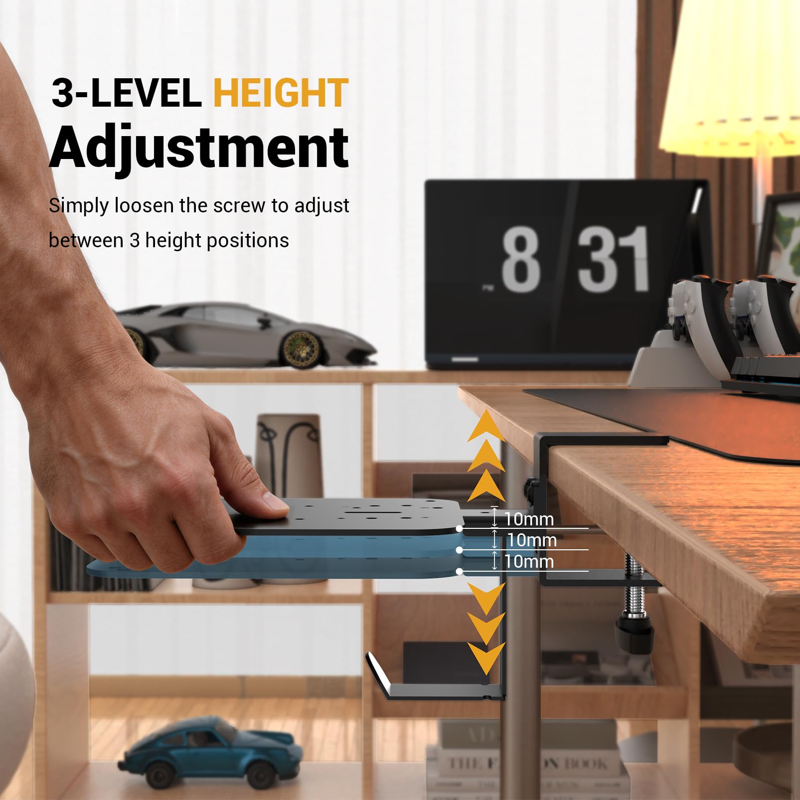 SILVIP Flight Hotas - Supporto da scrivania per joystick/acceleratore/hotas con supporto per cuffie, compatibile con Thrustmaster, Logitech, Turtle Beach e Winwing Flight Sim Hotas, nero