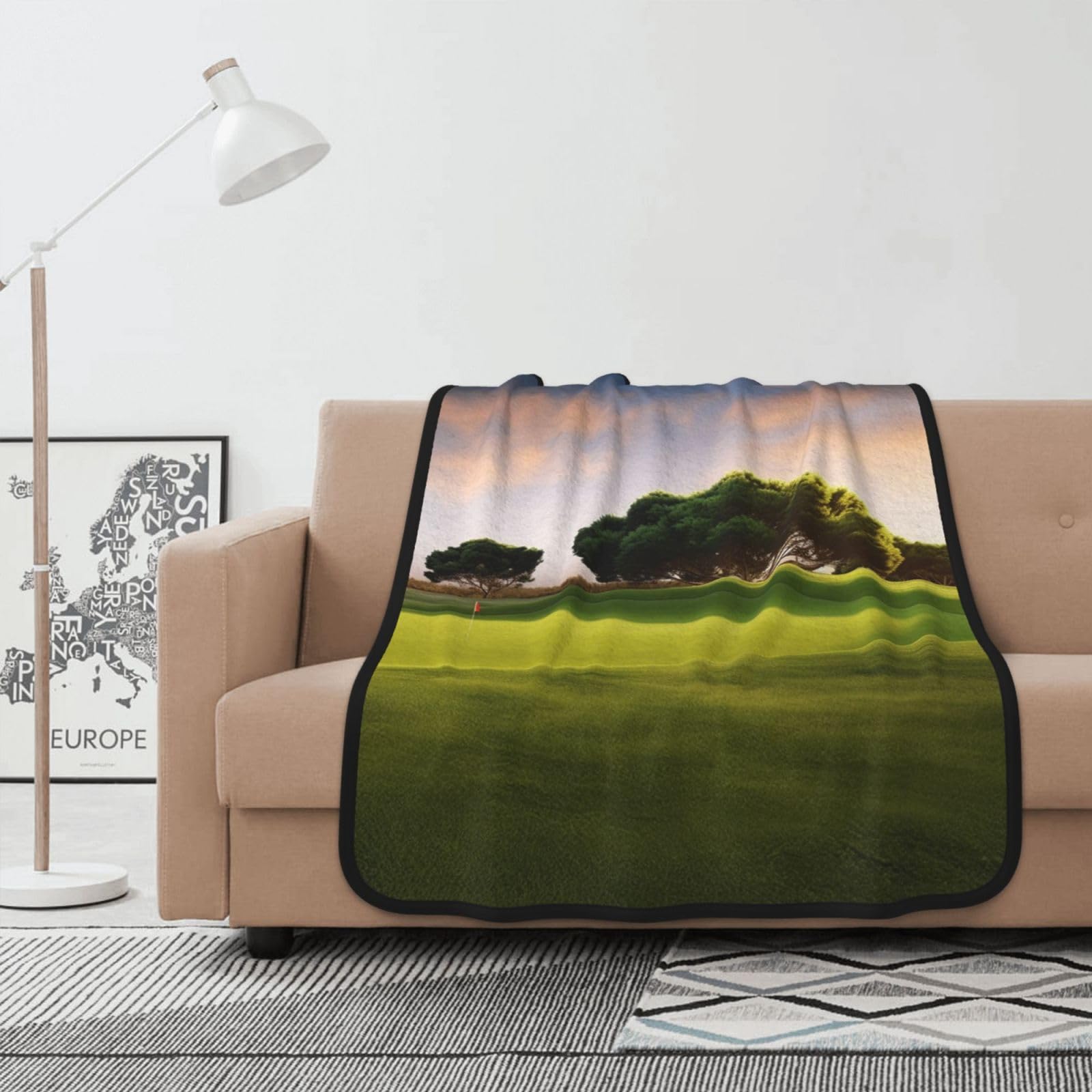 Plaid golf en flanelle douce, jeté de canapé pour vos soirées cocooning