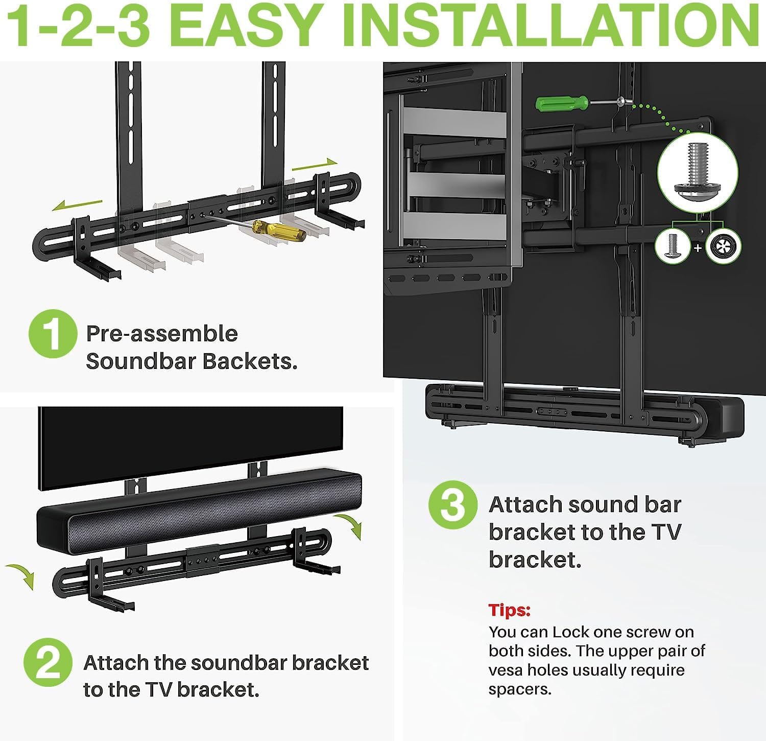 TECHLY 366372 Universal Wall Mount for Soundbar or Max VESA Bracket 600x400 Black