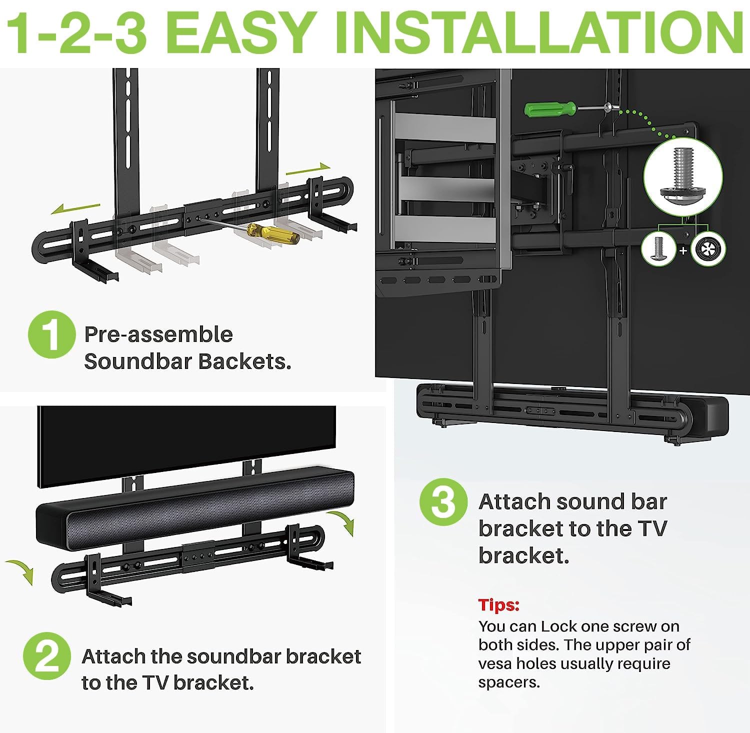 Techly 366372 Soporte universal para barra de sonido de pared o soporte máximo VESA 600 x 400 negro