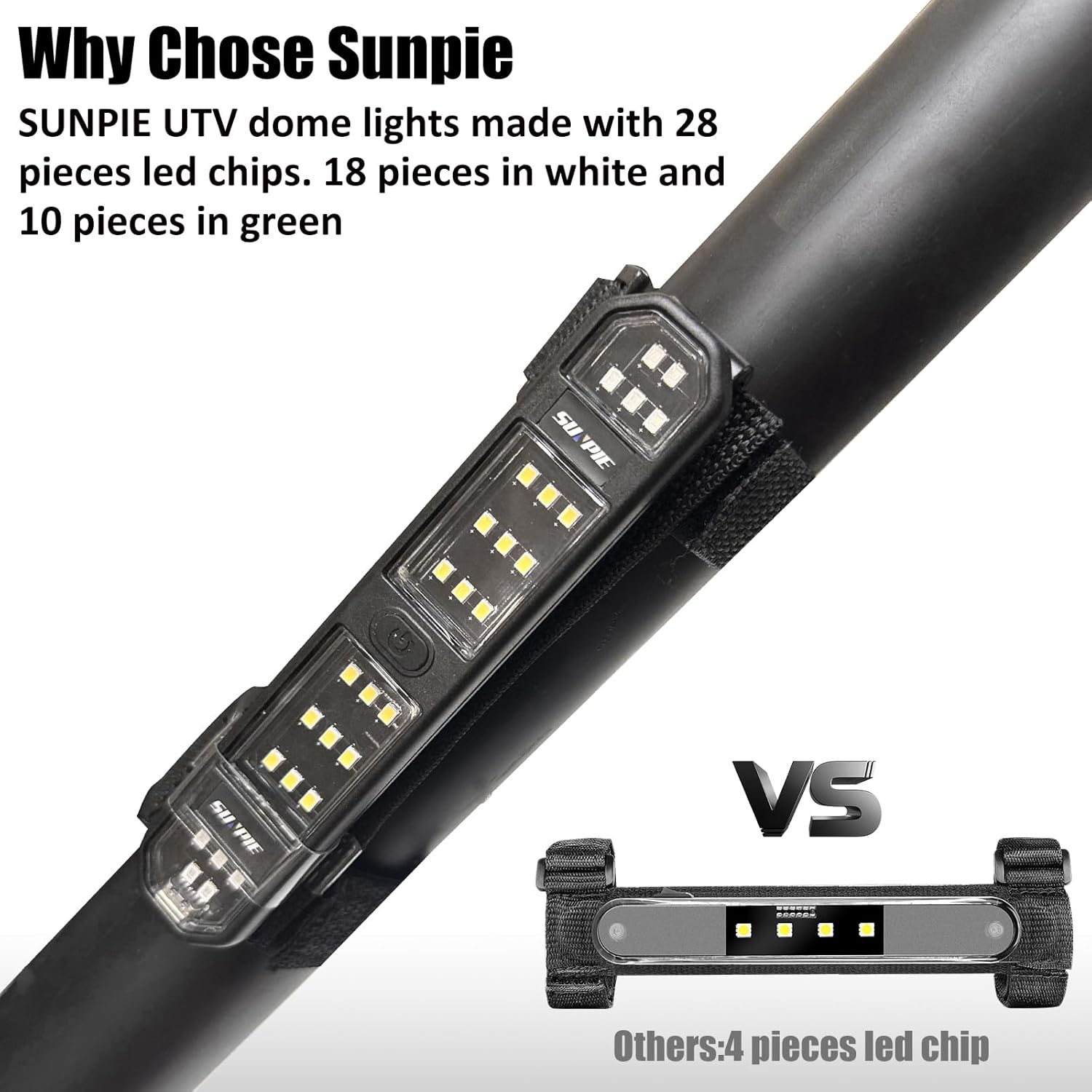 SUNPIE UTV Dome Light for Roll Bar Universal SXS Wireless Dome Light Interior Lighting Rechargeable for Polaris RZR/Ranger/General Talon/Pioneer Kawasaki Mule/Teryx Can Am/Yamaha, White and Green