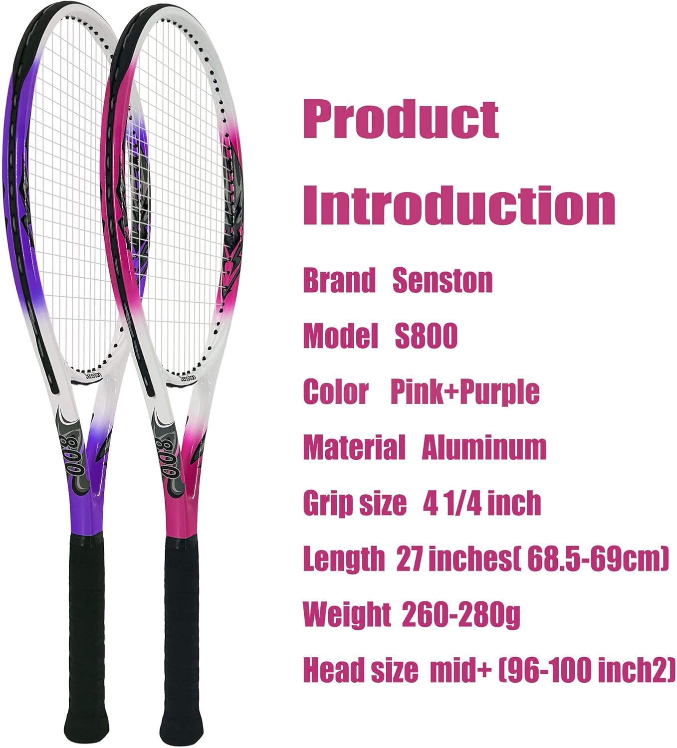 Senston Tennis Rackets for Adults 27 inch Tennis Racquets - 2 Player Tennis Racket Set with 3balls,2 Grips, 2 Vibration Dampers