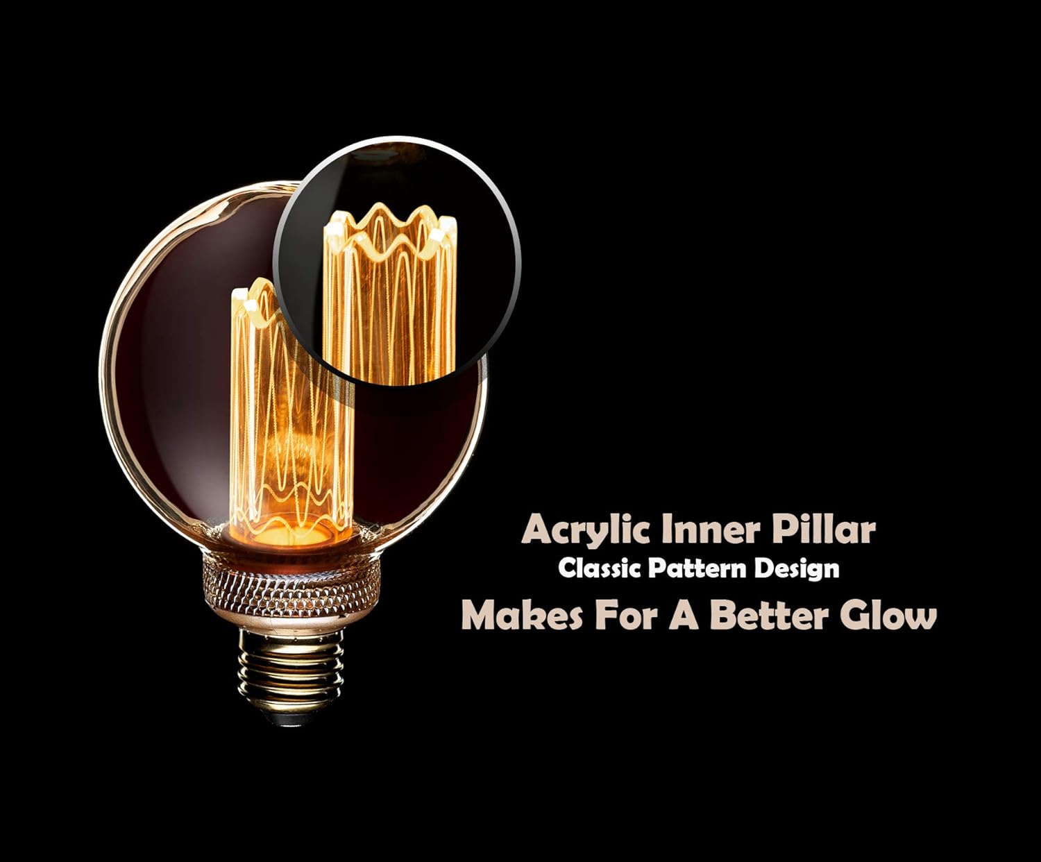 Next Glow Vintage Globe led, G25 G80 3.5W Eq 20W E26 led Bulb Base, Dimmable, Soft Warm Amber, 120 Lumen Round Decorative Light Bulb for Home, Vanity, Kitchen, Restaurant