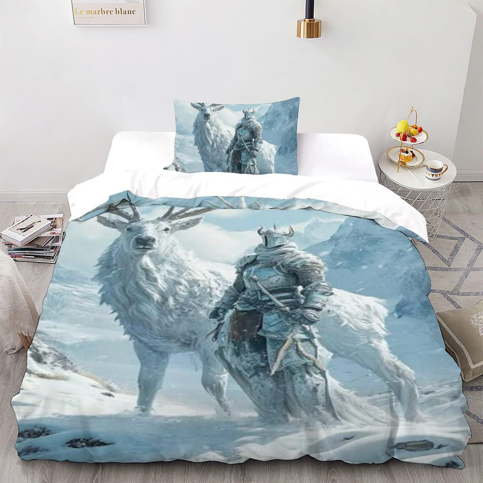 Housse de couette single bonhomme de neige 135x200cm pour lit enfant en microfibre imprimé 3D