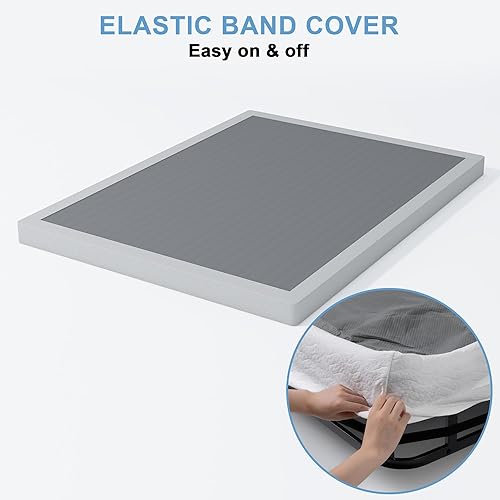 Miniatura 7 de Somier de resorte completo de 3 pulgadas, somier de perfil bajo para cama completa, base de colchón resistente, base de cama de metal con cubierta 3