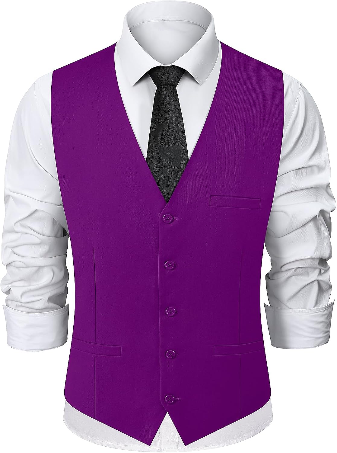 Men's Classic Suit Vest with Satin Back Fit for Business and Casual Dress, S-3XL