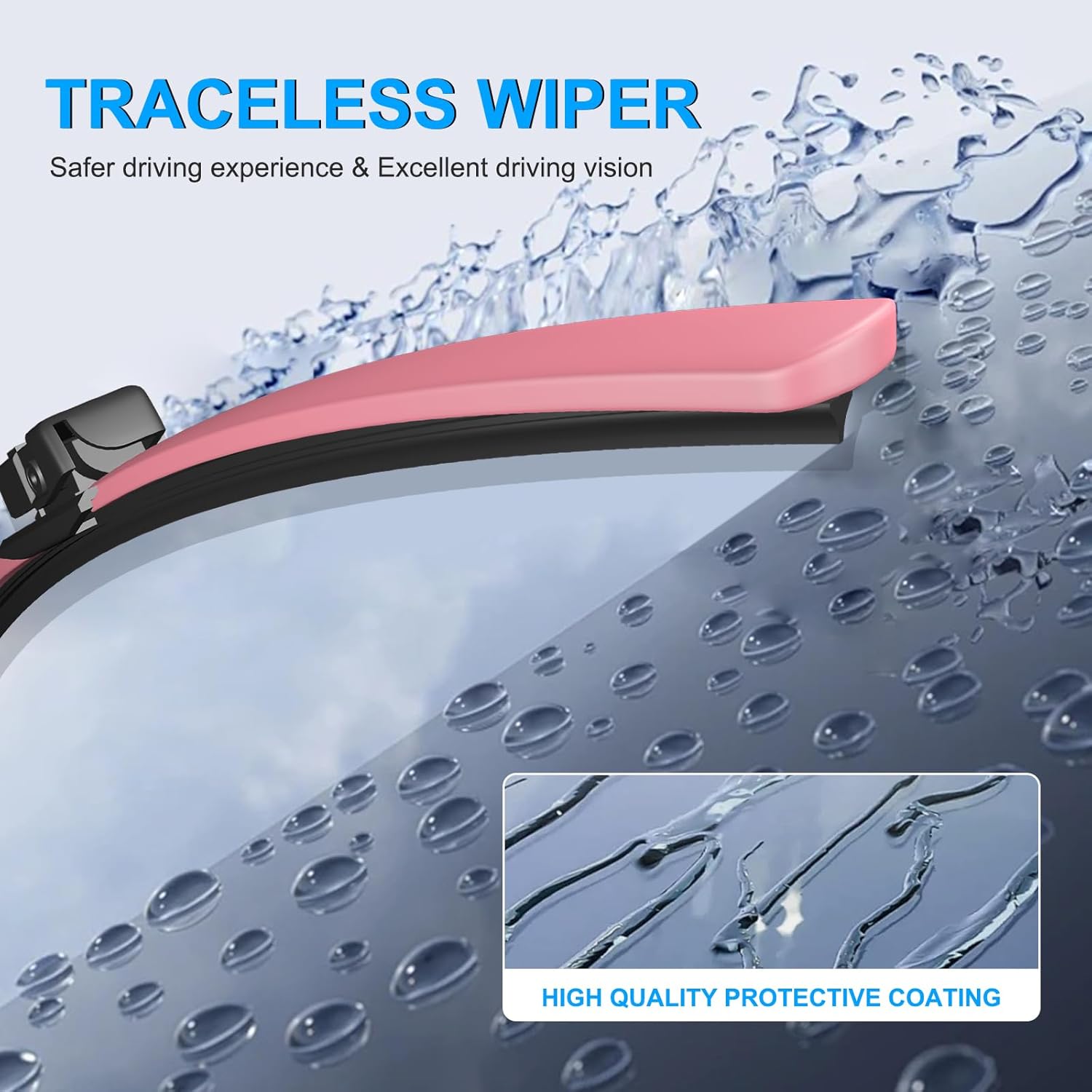 CJPPPZIW® Windshield Wipers Replacement for Ford Bronco Sport 2021-2024,Streak-free,OEM Quality Premium All-Season Front Rear Pink Wiper Blades-22"+20"+9"(Pack of 3)