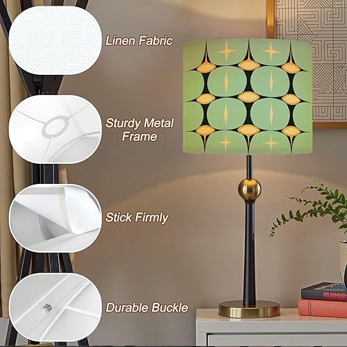 Miniatura 4 de Lampshades Green Lamp Shades 1 Pack Mid Century Vintage Modern Retro Atomic Geometric Drum Lamp Shades for Table Lamps Floor Lamps Replacement Easy