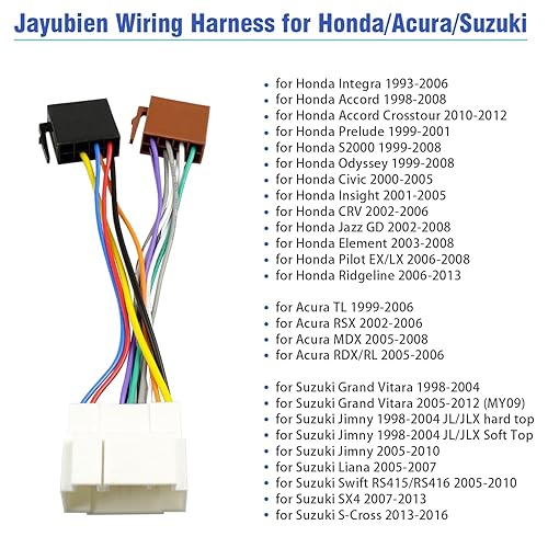 Miniatura 3 de Jayubien Arnés de cableado estéreo de 17 pines para adaptador de radio Honda, adaptador de arnés de cable de radio de automóvil compatible con