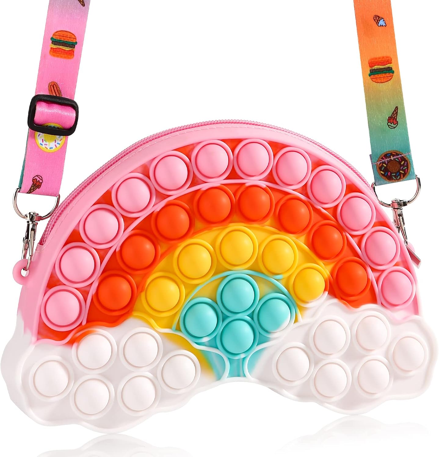Koaixvio Girls Toys Gifts Pop Purse Shoulder Bag Fidget Toys , Rainbow Purse Crossbody Bag for Goodie Bags Party Favor Toy , Party Birthday Gifts Supplies Birthday Gifts Party Goodie Bag Stuffers