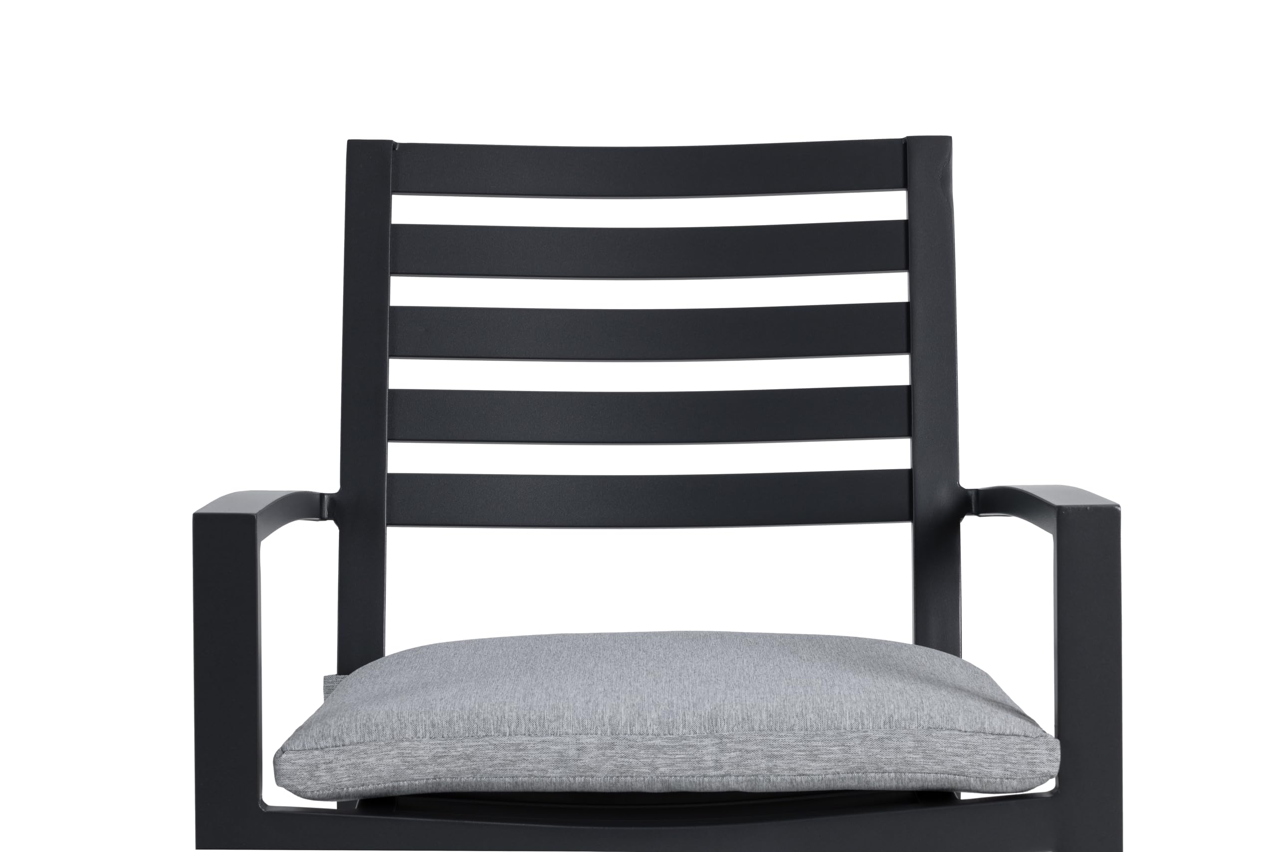 METRO Professional Gartenstuhl mit Armlehne und Kissen, Aluminium, 57 x 61 x 85 cm, 150 kg Tragkraft, Dunkelgrau