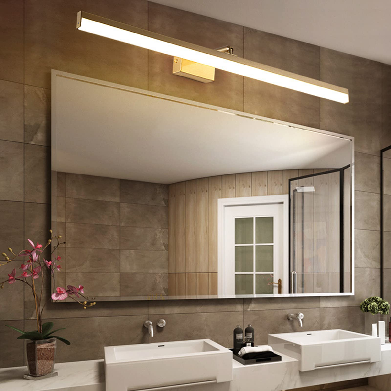 Badezimmer Spiegel Beleuchtung Frontlicht Dekorative Spiegelleuchte Spritzwassergeschützt Wasserdicht Wasserdicht Spiegel Badezimmer Lampe Gold Winkel Einstellbare Spiegel Badleuchte 41cm