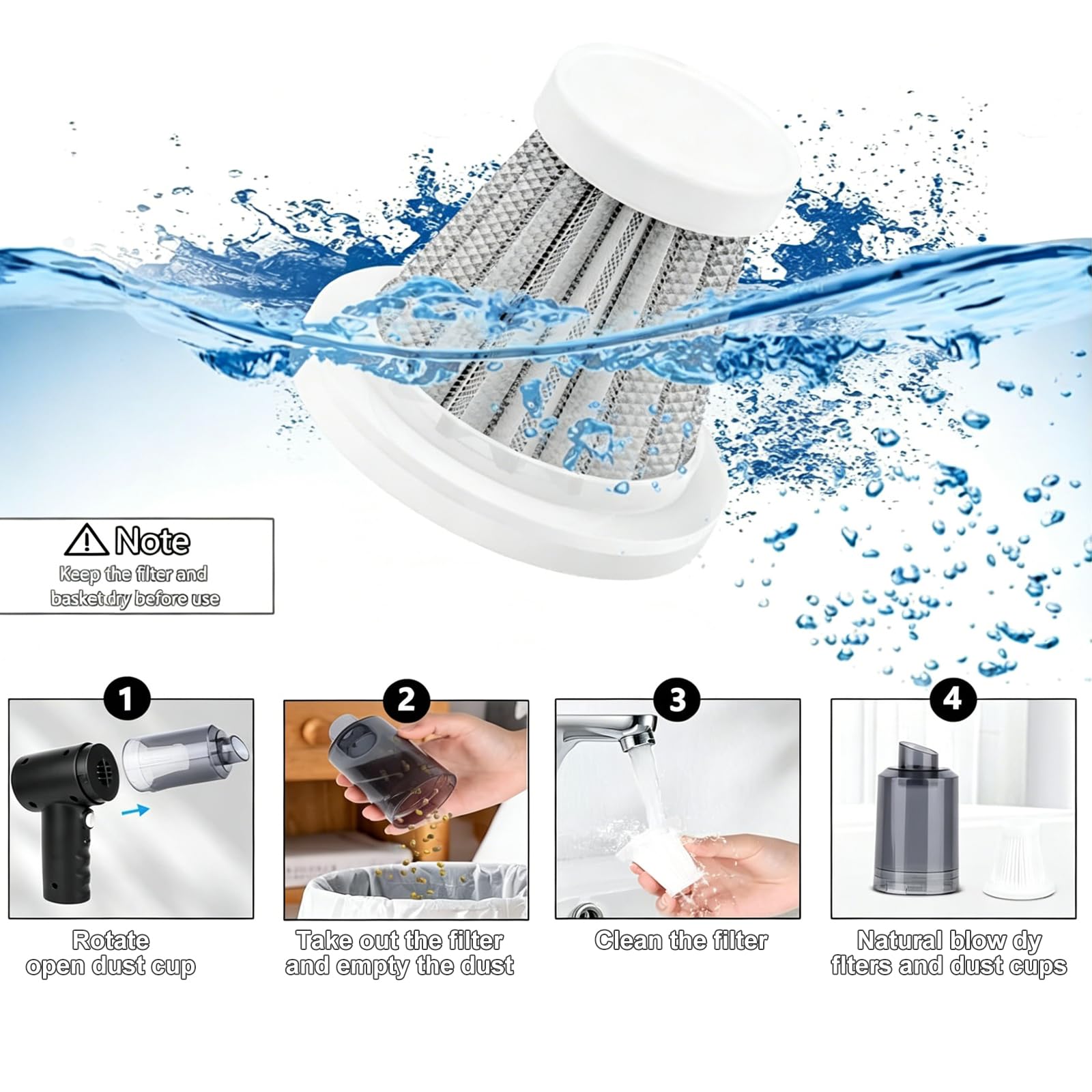 SCOVEE Aspirateur à Main,Aspirateur Portable Rechargeable Mini,22000PA Puissance, 4-en-1 Mini aspirateur de Voiture, léger pour Le Bureau,La Voiture,La Maison,Le Bureau Scènes Diverses