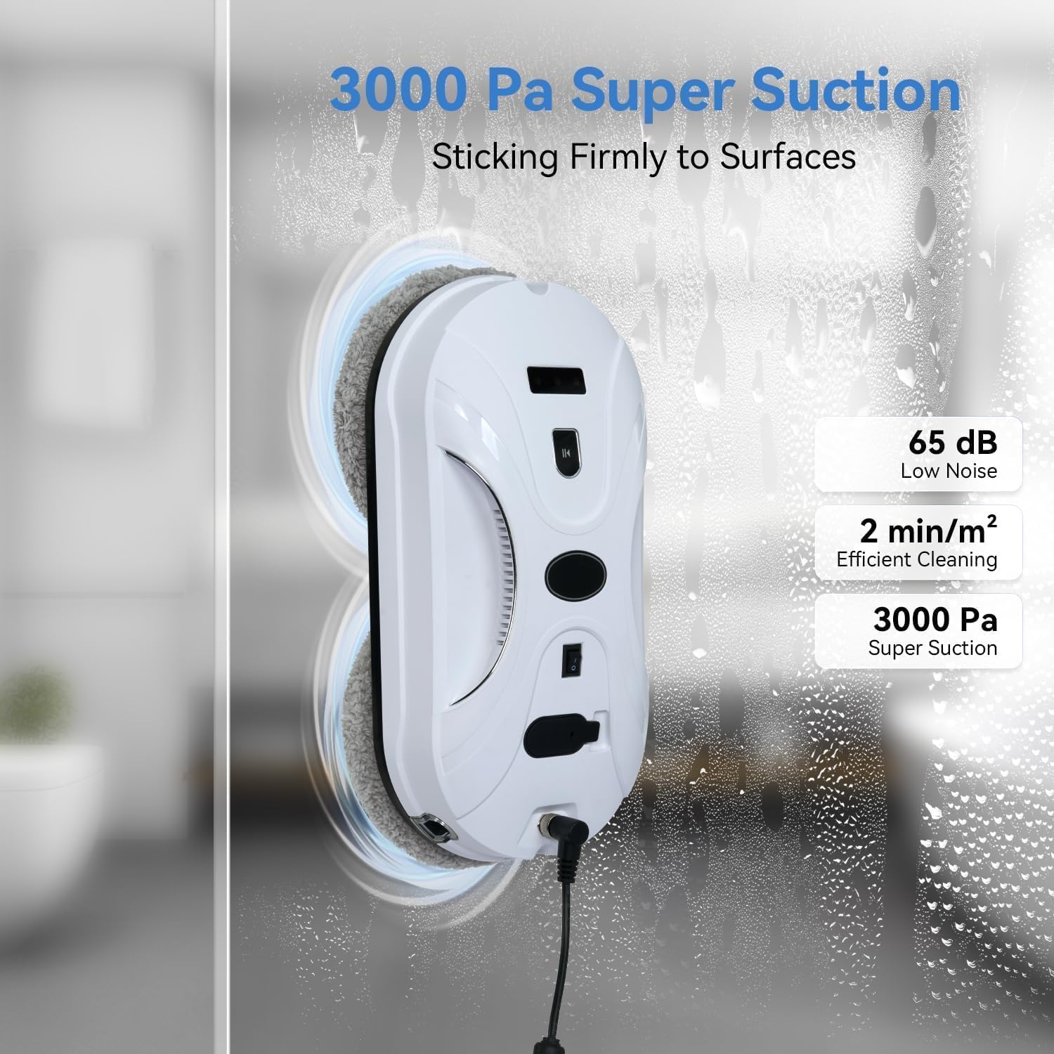 Automatic Window Cleaning Robot, Window Cleaner Robot Auto Dual Spray, 2025 Model Robot Limpia Vidrios AI Path Planning, 3000Pa Suction, Remote Control, Edge Detection for Streak-Free Glass - SS1