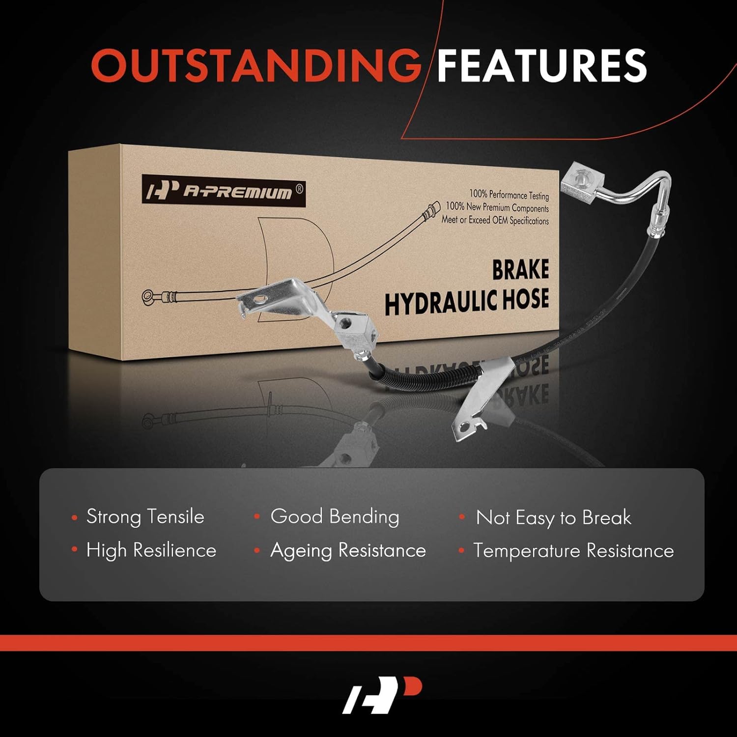 A-Premium Front Driver Brake Hydraulic Hose Compatible with Ford Models - F-150 1997-2001, F-250 1997-1999, Expedition 1997-1998, RWD Models Only