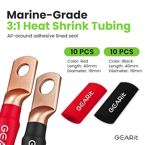 Vista 11 de GEARit Cable de calibre 0, cable de tierra de potencia de 25 pies, cable de batería automotriz para amplificador de audio de automóvil, RV, remolque