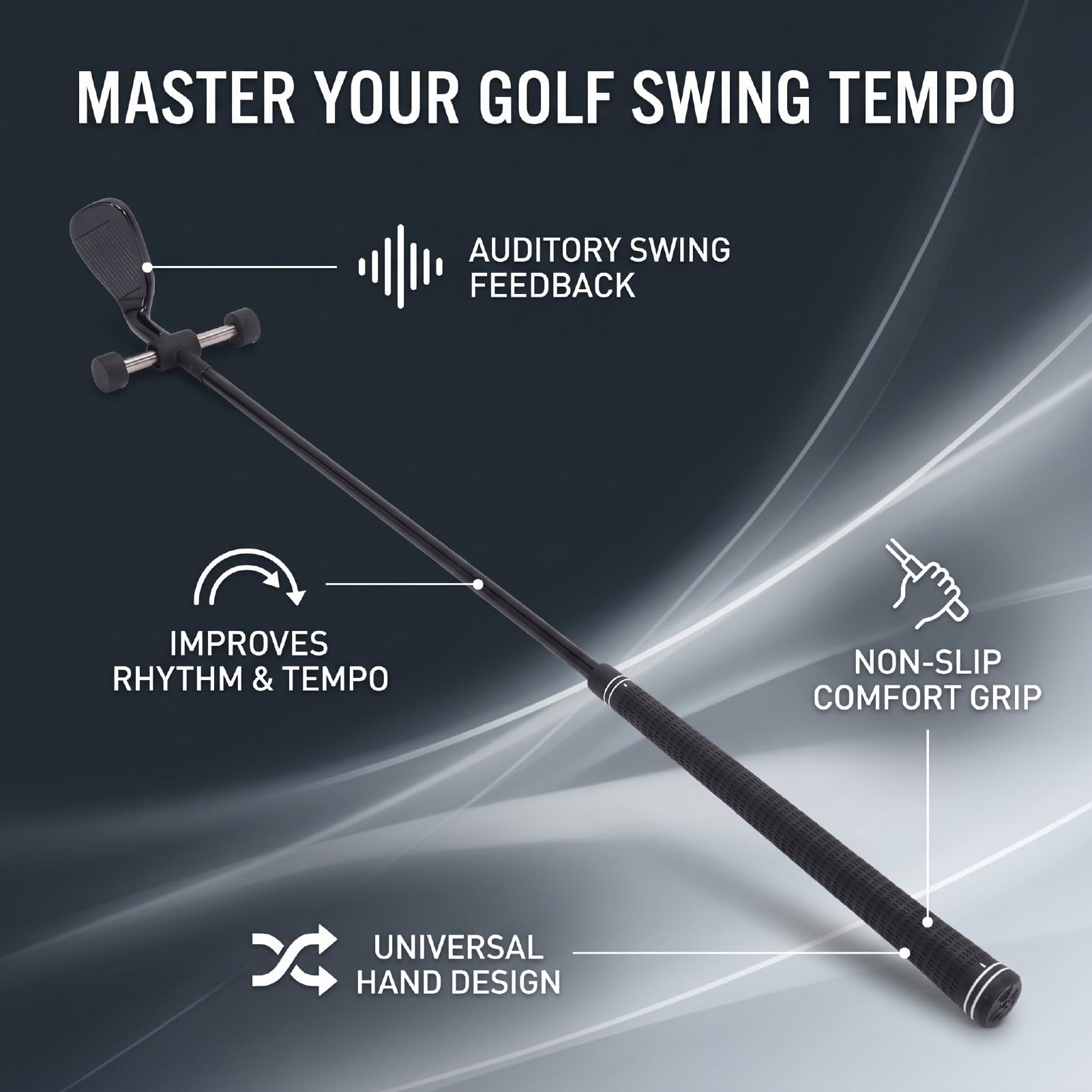 Ejoyous Entrenador de Velocidad de Swing de Golf con Eje Flexible, Herramienta de Práctica de Tempo de Golf con Agarre Antideslizante y Retroalimentación de Sonido, Goma de Fibra de Vidrio de Acero