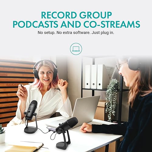 Miniatura 6 de Movo Paquete de equipos de podcast USB para 2  Interfaz USB con 2 micrófonos de condensador UM700  Hub alimentado por 4 puertos para transmisión,