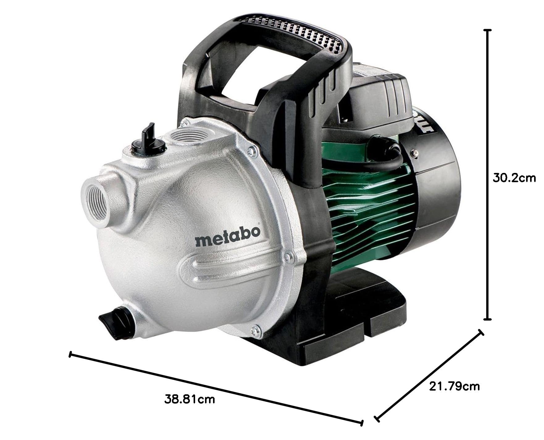 Metabo pompa da giardino P 3300 G (600963000) – Confezione in cartone, potenza assorbita nominale: 900 W, portata massima: 3300 l/h, altezza di mandata massima: 45 m