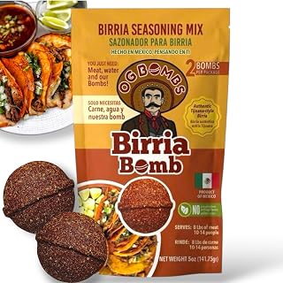 Authentic Mexican Birria Seasoning Mix, 2 Bombs per Pack, Makes 8-14 Servings, Tijuana-Style Recipe for Beef Tacos and Quesabirria
