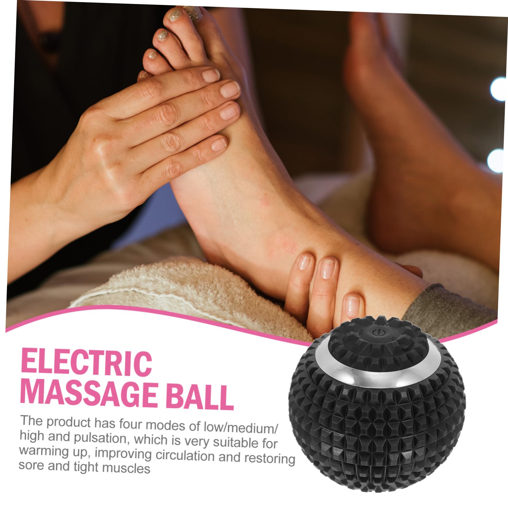 Balle de Massage Électrique Vibrante pour Pieds, Abs Noir