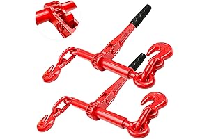2 Pack Ratcheting Chain Load Binders for Towing, Grade 70 Transport Chain