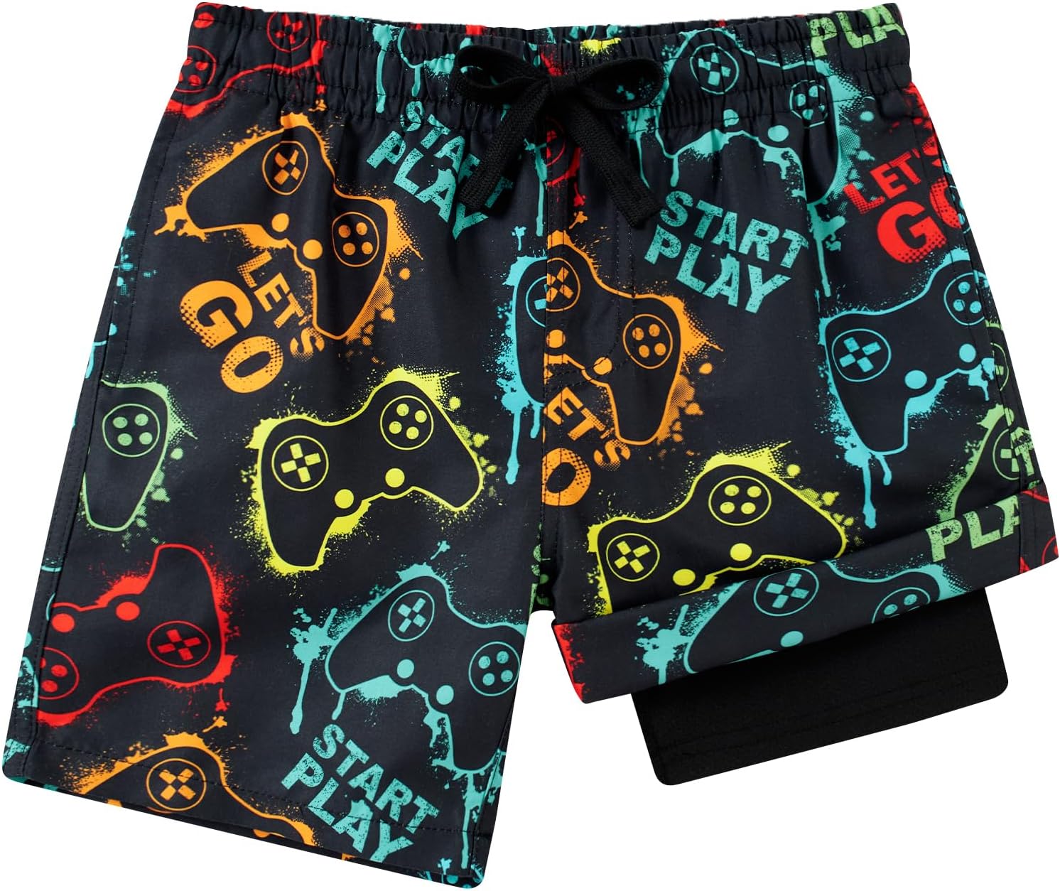 Lovekider 5-16 Years Boys Swim Trunks with Compression Liner Waterproof Quick Dry Swimwear Bathing Suits