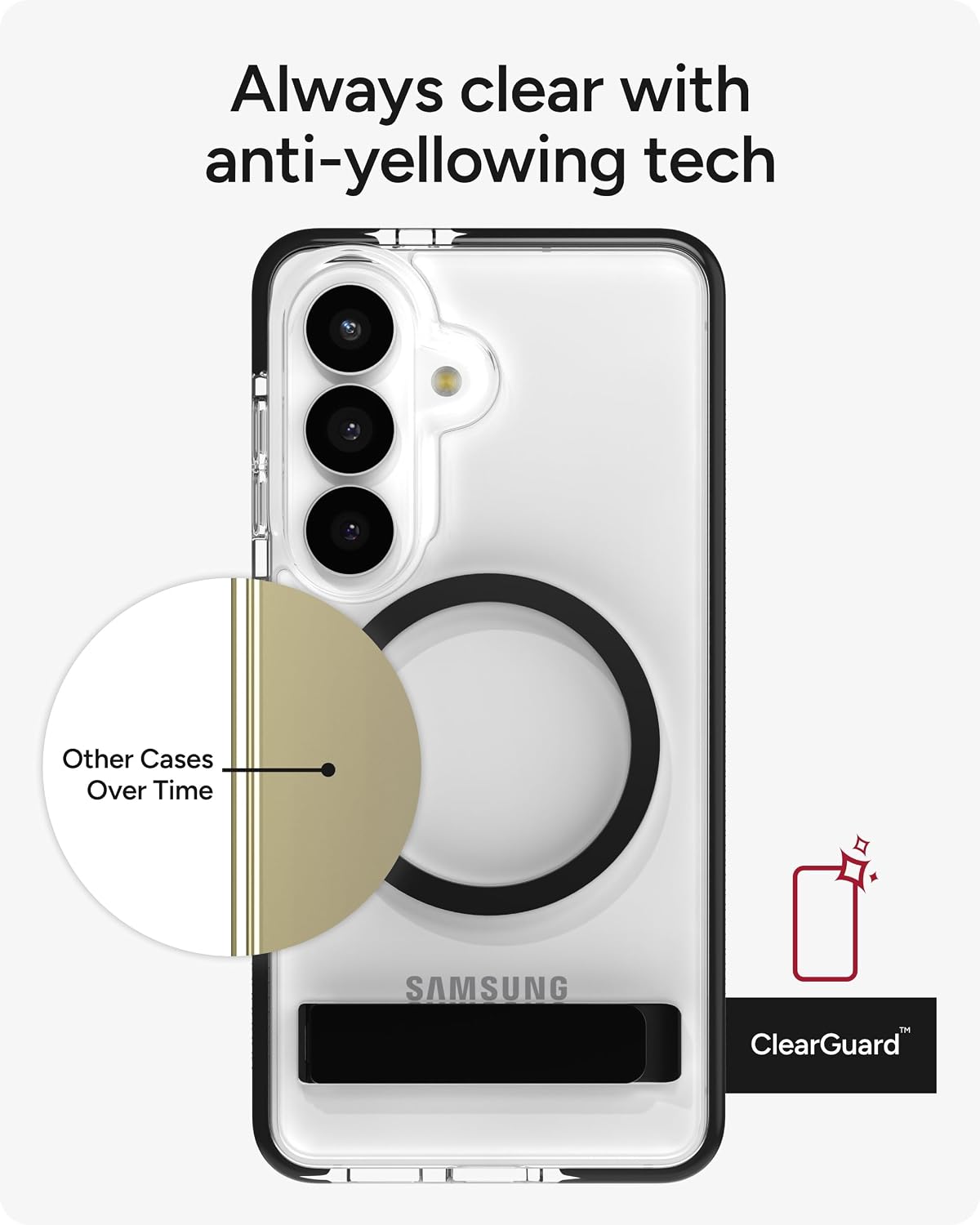 ZAGG Santa Cruz Snap Samsung Galaxy S26 Case with Kickstand - Black, Magnetic Crystal Clear Protective Phone Cover, 13ft Drop Protection, Graphene Reinforced, Slim Case with Stand