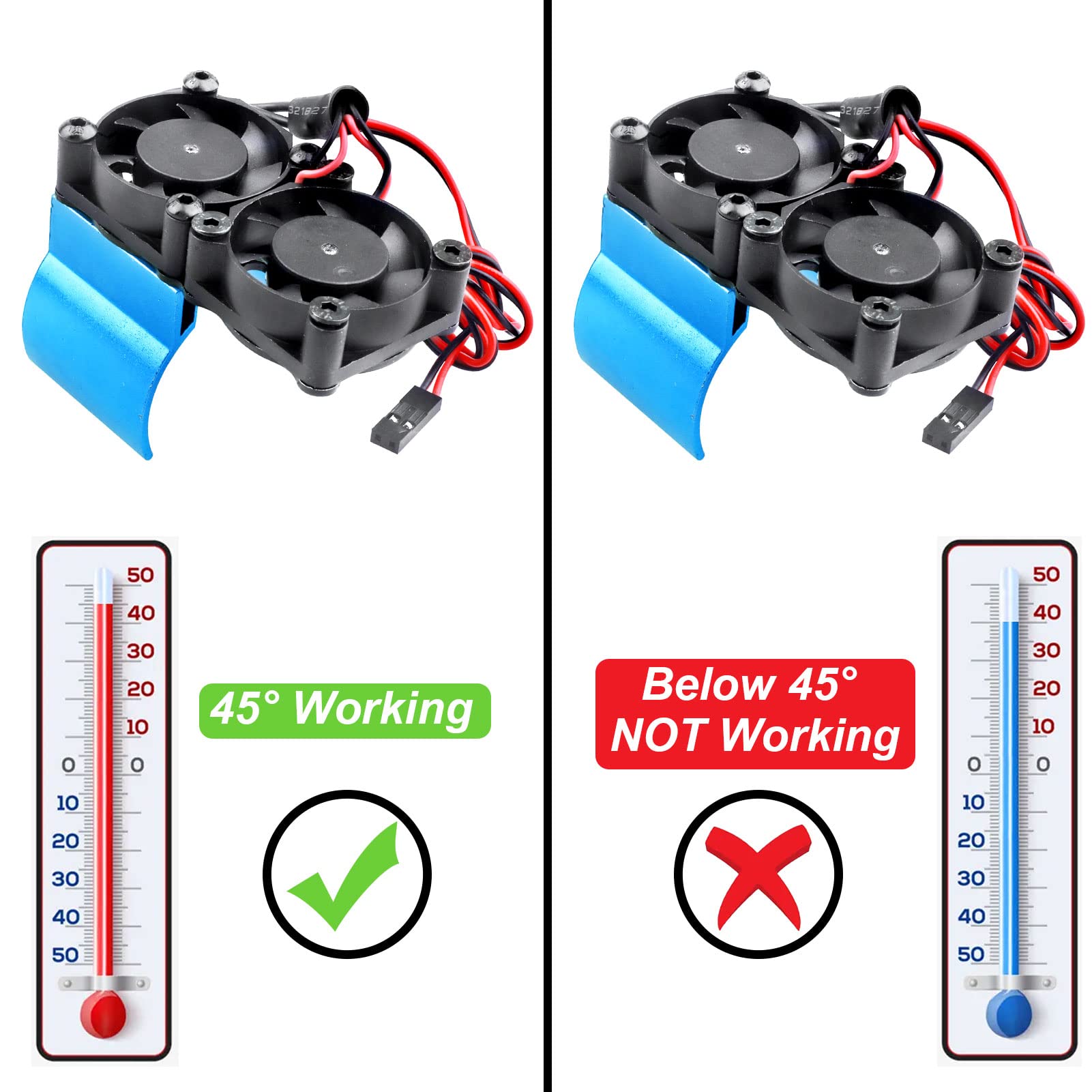 FriHobby RC Motor Heatsink & Twin Fan Cooler - Thermal Sensor Auto-Start For 36mm 540/550/3650/3660 Motors