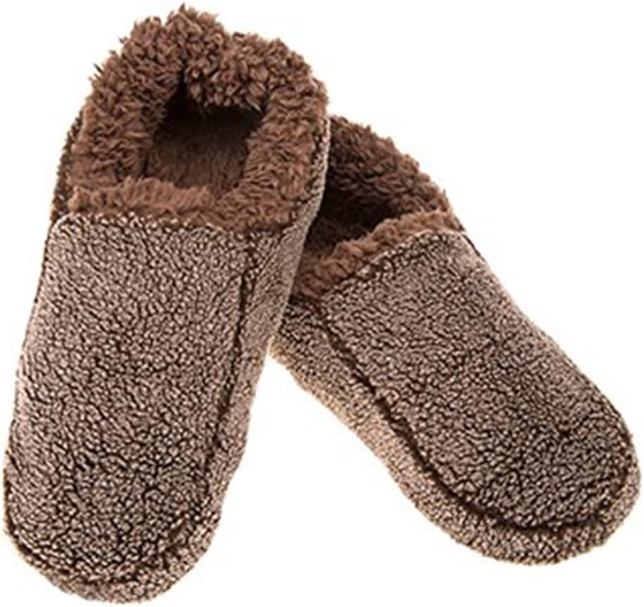 Snoozies Mens Slippers ~ Soft, Cosy, Non-Slip Sherpa Fleece (UK 8/9, Chocolate)