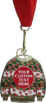 Etch Workz Ugly Christmas Sweater Medal Award - Medal Award for Ugliest Sweater Contest Includes Neck Ribbon May Also Be Used as Christmas Tree Ornament
