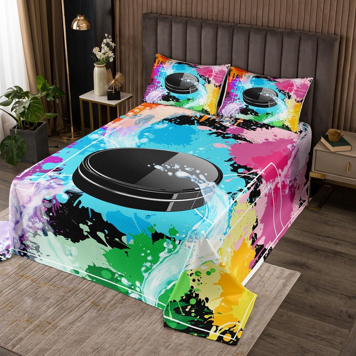 Erosebridal Boys Football Bedspread Sets King Size,Water Fire American Football Bedspread Set for Boys Men,Rugby Field Bedding Set,Sports Game Teamwork Coverlet Set with 2 Pillow Cases