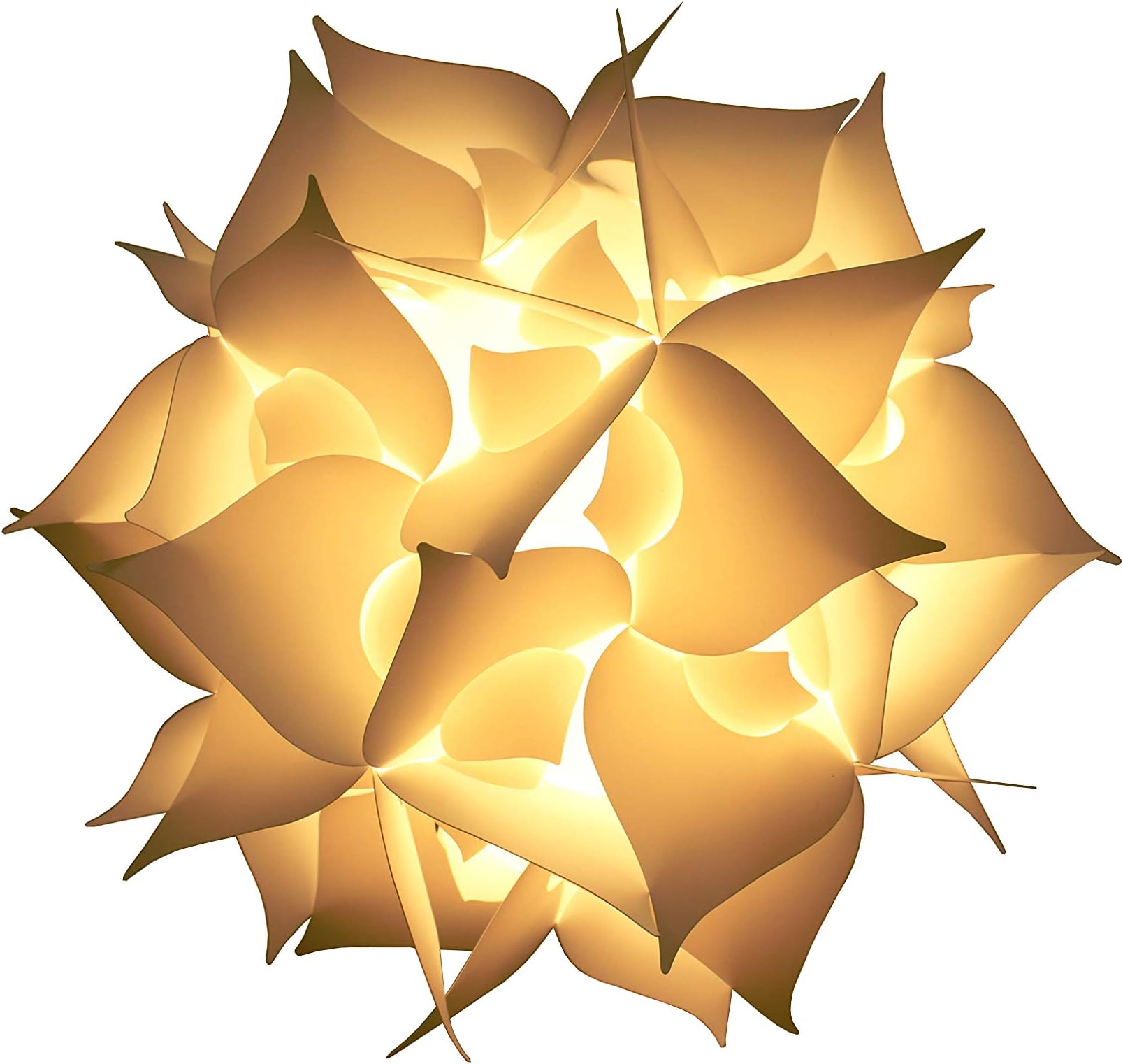 Fully Assembled Puzzle Lamp - IQ Light :Kaleido Lamps Handmade White Flower Shape Ceiling Lamp Cord & Bulb Included Size Large