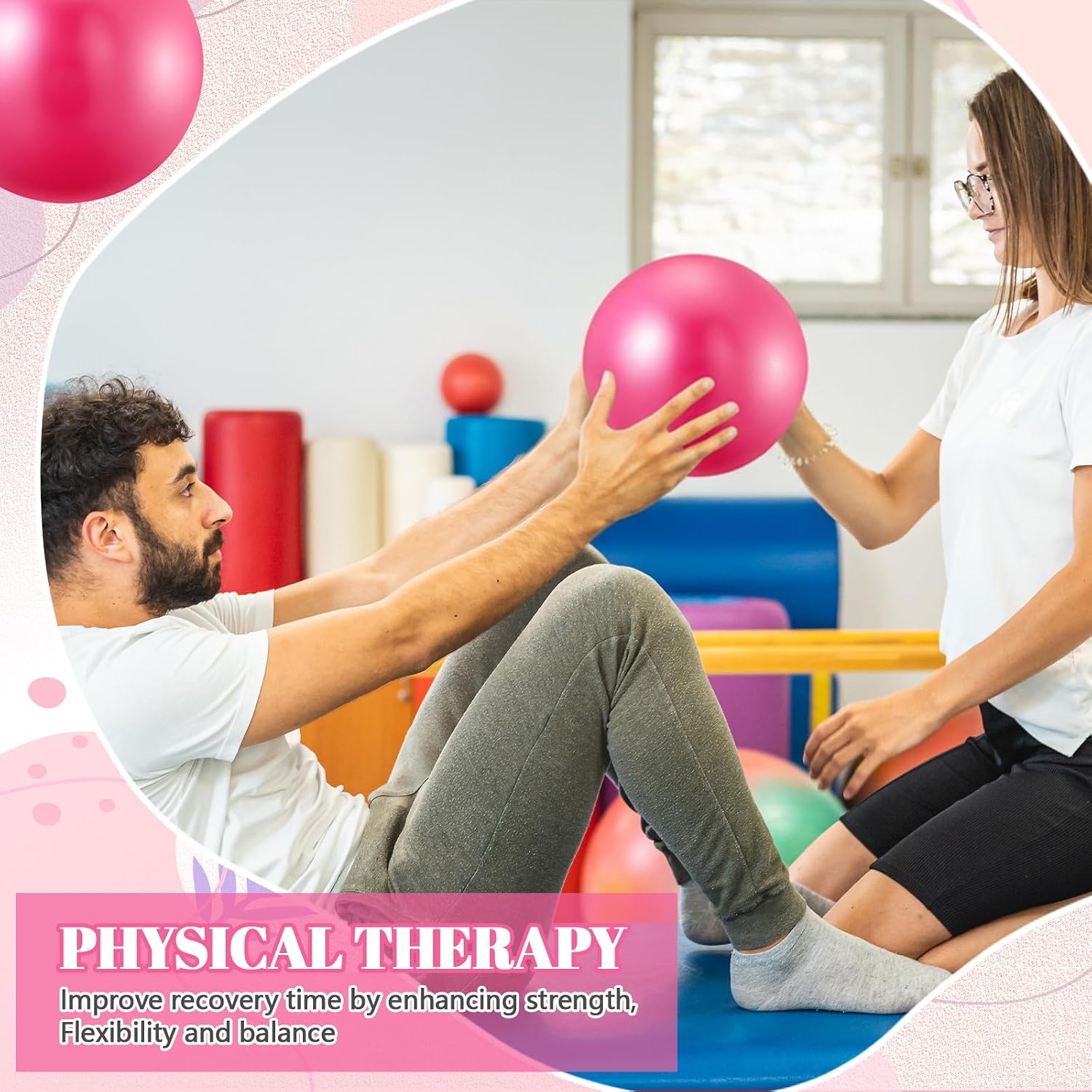Sotiff 20 Pcs 9 Inch Pilates Ball Bulk Exercise Pilates Ball Mini Yoga Balls Therapy Core for Stability Barre Training Stretching Physical Posture Training Gym Workout with Inflation Tube