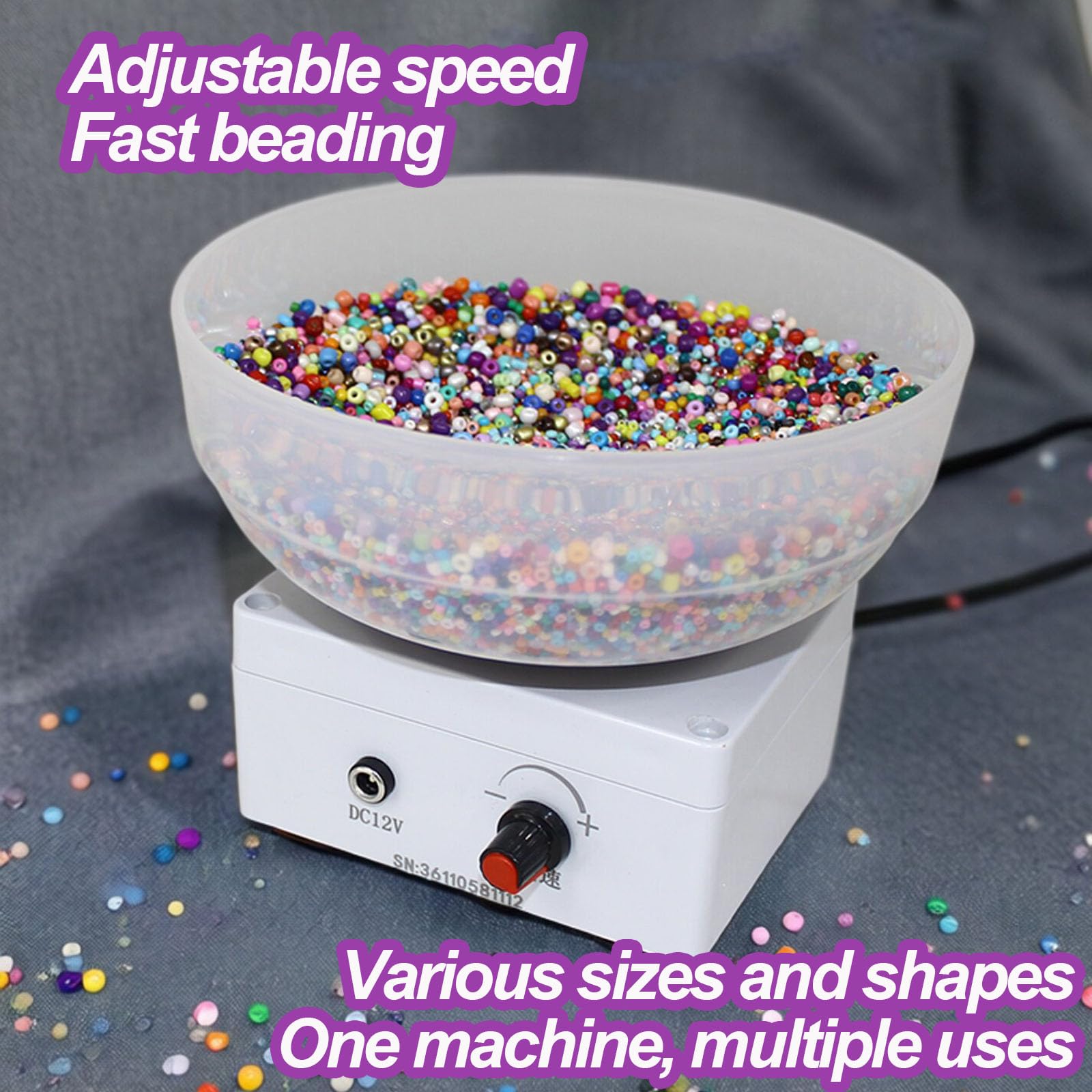 Spinner de cuentas, herramienta eléctrica semiautomática con velocidad ajustable 30-260/min, incluye agujas de abalorios, ideal para pulseras, collares y manualidades