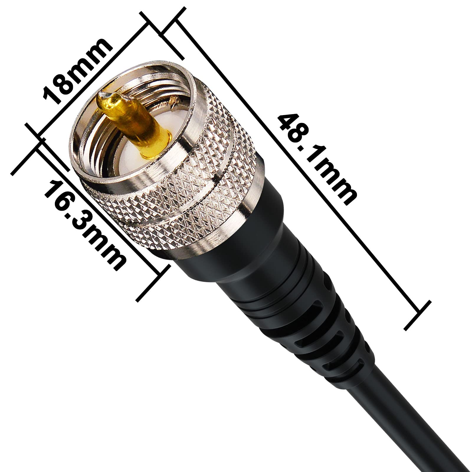 Pack of 2 CB Radio Antenna Cable 50cm PL259 UHF Male to Male RG58
