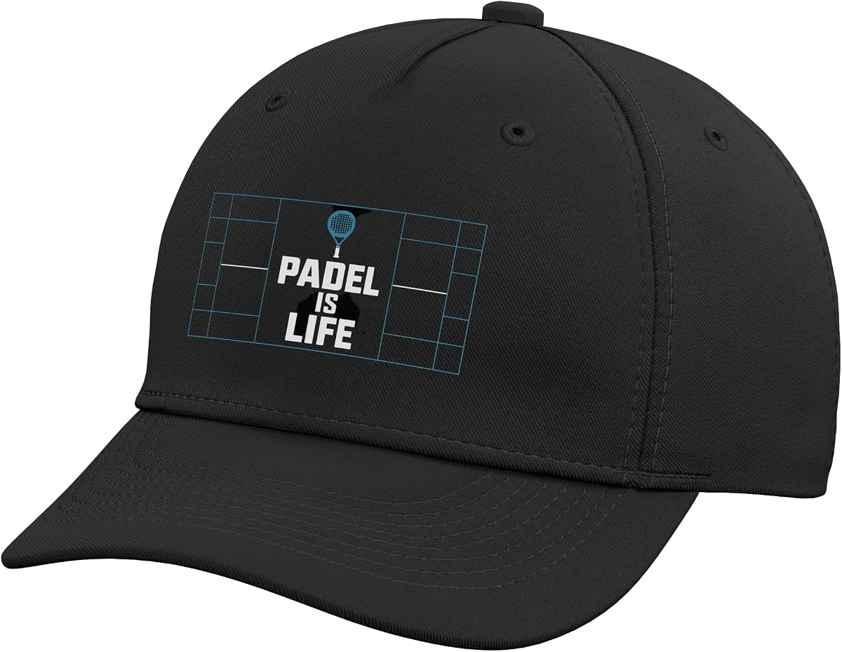 Gorra Béisbol Ajustable Plano de Pádel con Raqueta y Texto