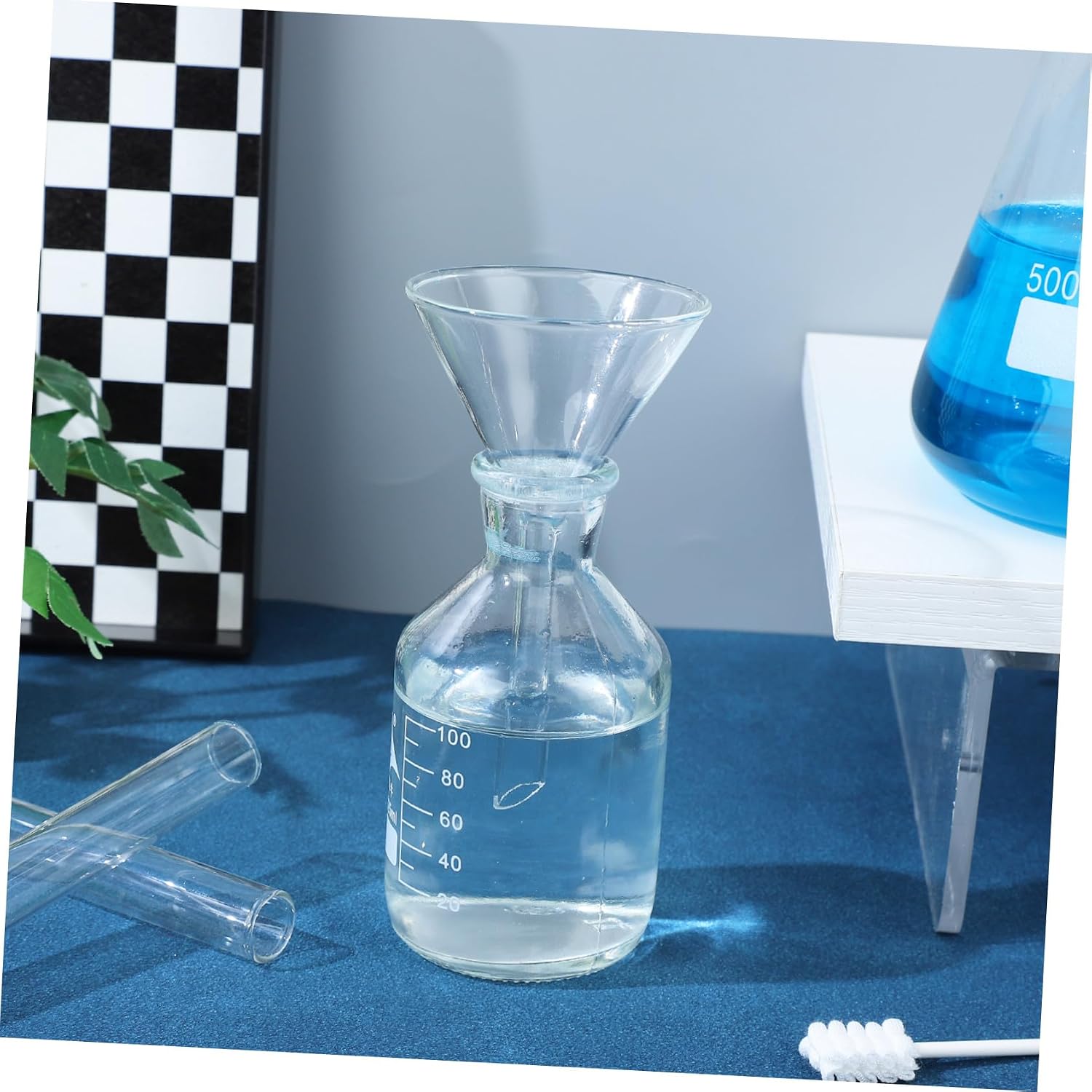 Glass Triangle Funnel 60MM Thick Tool for Liquid or Solid Sturdy Glassware for Lab Use for Chemistry Feeding