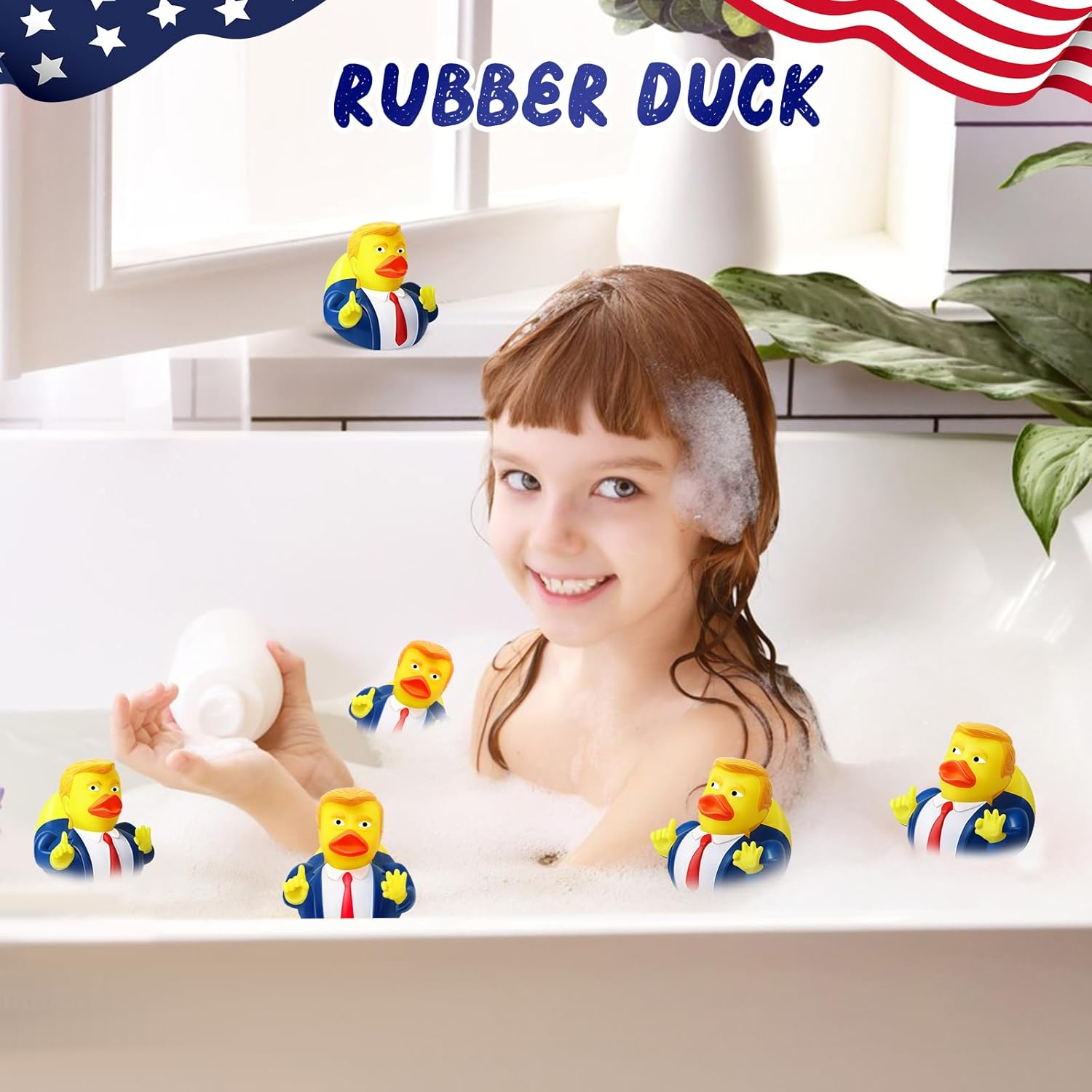 24 Pcs President Rubber Ducks, Funny Duckies, President Memorial and Patriotic Theme Baby Bath Toy, Ducking Game Gifts for Kids Adults, Car Dashboard Decorations, Summer Party Favor