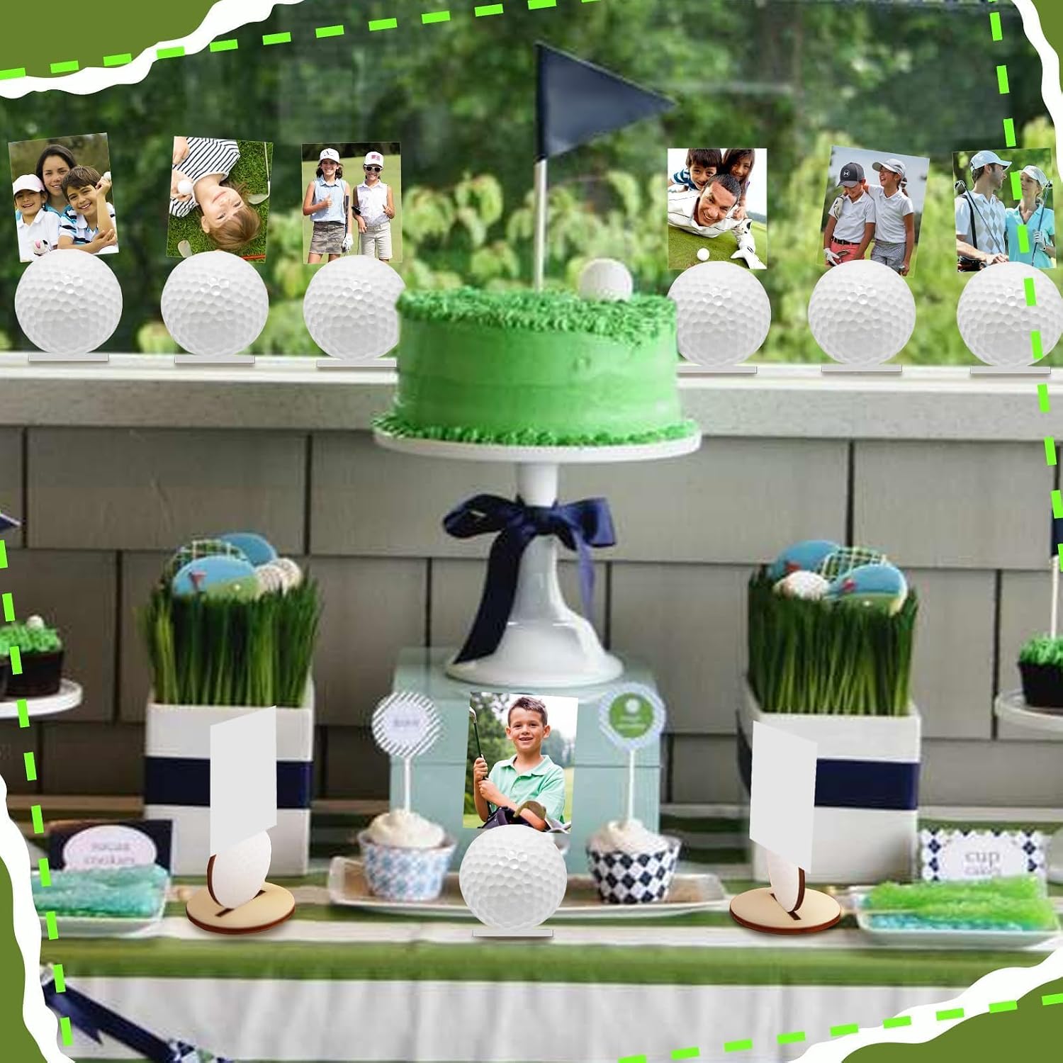 16Pcs Golf Photo Stand Golf Party Decorations Table Number Card Place Holder Sticky Note Holder Hole In One Table Centerpieces Hole In One Birthday Party Supplies image 5
