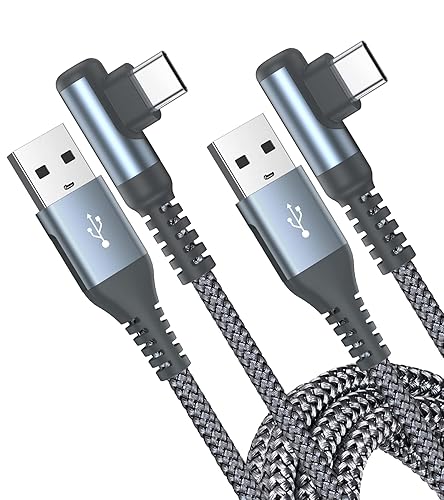 Paquete de 2 cables USB C de 1.5 pies + 1.5 pies, cargador USB tipo C en ángulo recto, cable trenzado de nailon para iPhone 16 15 Pro Max Plus