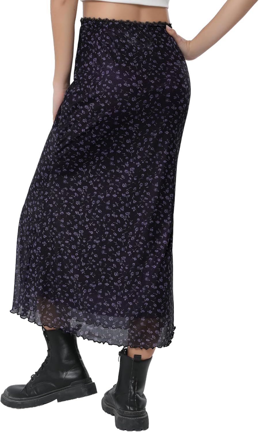 Avanova Women Ditsy Floral Bohemia Mesh Mermaid Skirt High Waist Summer Midi Skirts - Image 2