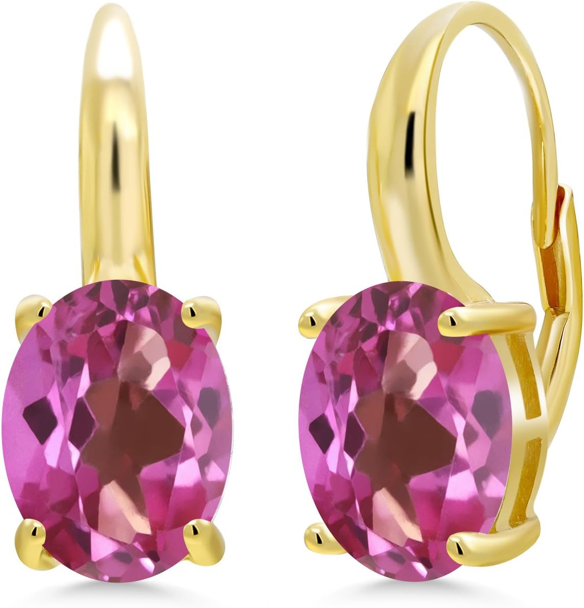 Gem Stone King 18K Yellow Gold Plated Silver 11X9MM Oval Gemstone Birthstone Leverback Drop Dangle Earrings For Women