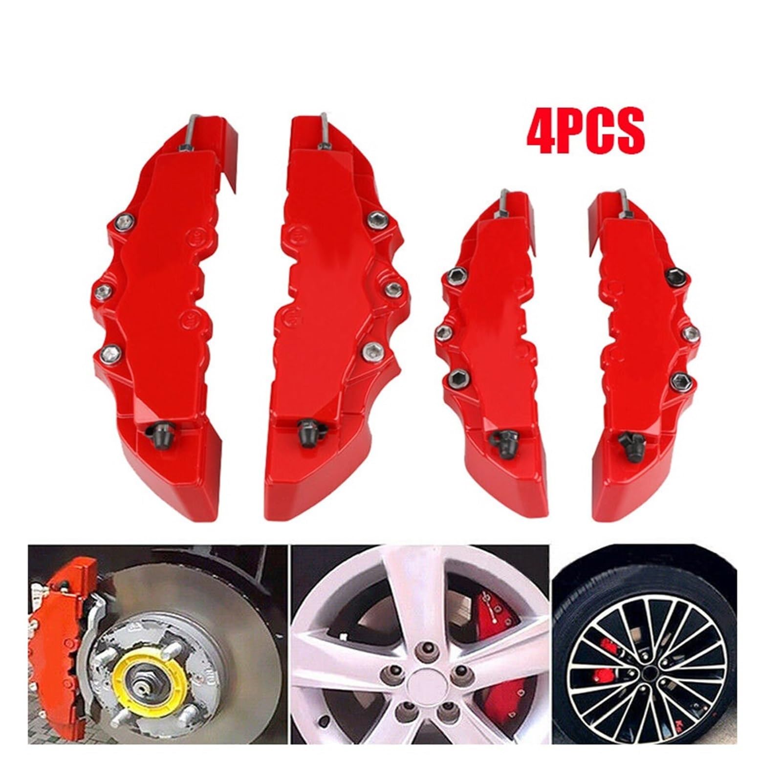 Copertura per Pinza Freno Auto Copri pinze freno rosse stile 3D universali per auto, kit anteriori e posteriori per dischi, parti per freni automobilistici Copri pinza